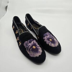 The Larkspur Collection Needlepoint Shoes Size 8.5 Floral Flowers Flats